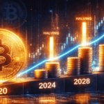 Imagen que simboliza la subida de bitcoin impulsada por cada uno de los halvings.