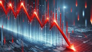 Una flecha roja cae con fuerza.