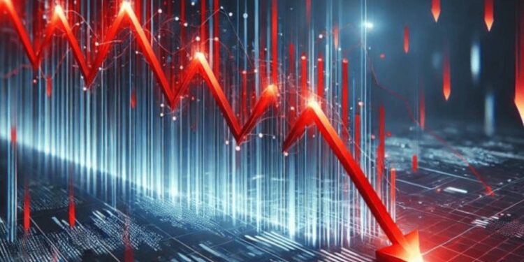 Una flecha roja cae con fuerza.