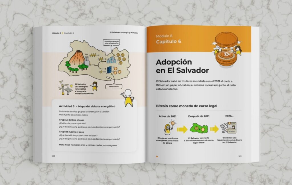 Fotografรญa del libro del diplomado de bitcoin 2.0.