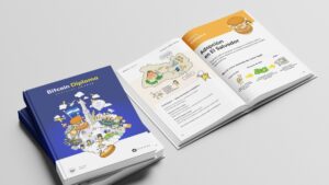 Fotografía del libro del diplomado de bitcoin 2.0.