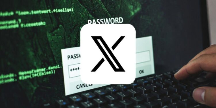 Un hacker vulnerando una contraseña y el logo de X en el centro.