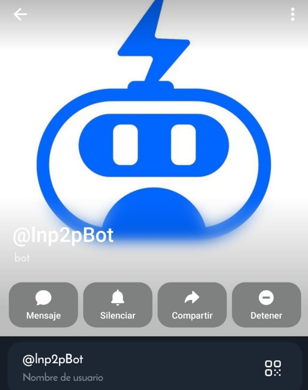 Captura de pantalla de lnp2pbot.