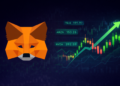 Logo de MetaMask junto a un gráfico de precios.