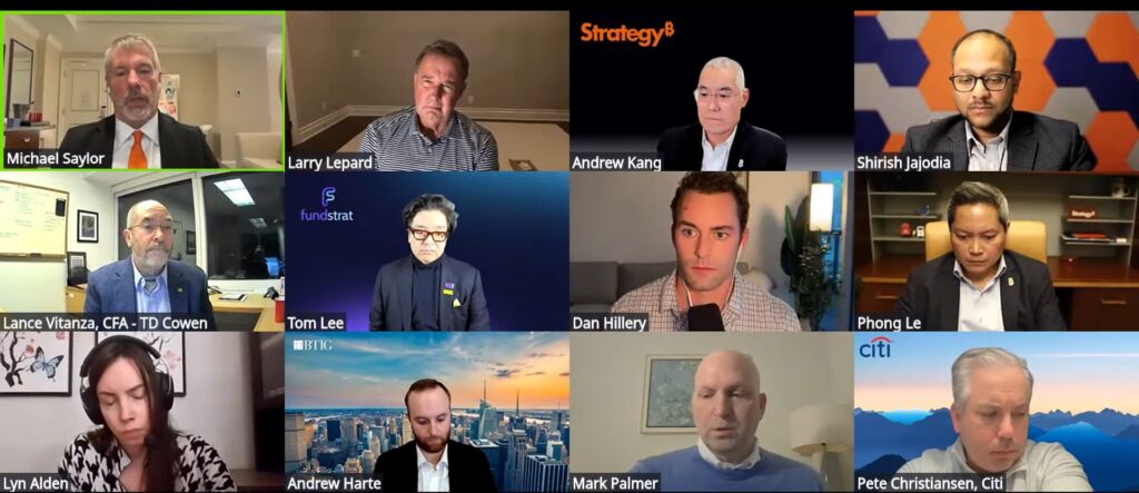 Captura de reunión en vivo de resultados trimestrales de Strategy.