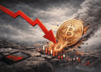 Imagen que ejemplifica la caída de bitcoin a través de una representación gráfica.