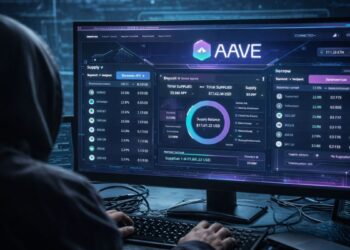 Una persona operando en la plataforma de criptomonedas Aave.