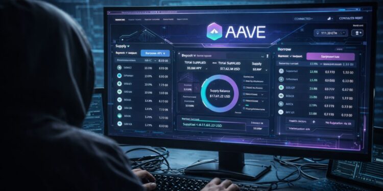 Una persona operando en la plataforma de criptomonedas Aave.