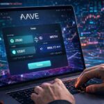 Una persona operando en la plataforma de intercambios Aave.