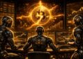 Robots de agentes de IA operando con Bitcoin.
