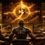 Robots de agentes de IA operando con Bitcoin.