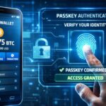 Una persona accediendo a una wallet de Bitcoin con passkey.