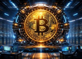 Un centro computacional con operadores de Bitcoin.