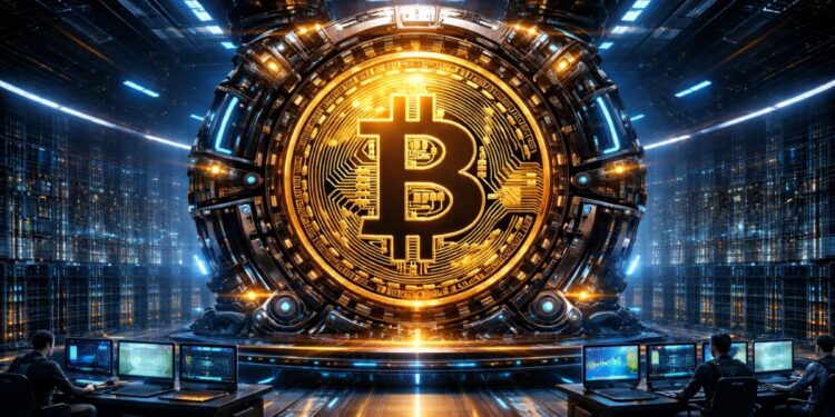 Un centro computacional con operadores de Bitcoin.