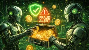 Robots de IA evitando estafas con criptomonedas.