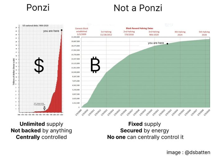 Gráfico sobre esquemas Ponzi y sobre Bitcoin.