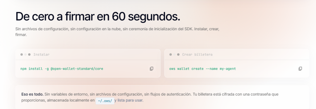 Interfaz del sistema OWS.