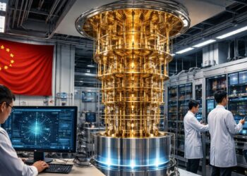 Cientificos trabajando en un laboratorio de computación cuántica.