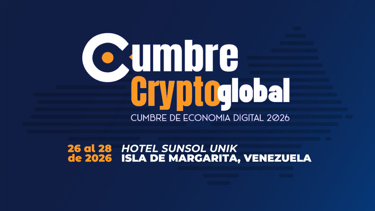 Promocional de Cumbre Crypto Global 2026, del 26 al 28 de Marzo de 2026. Hotel Sunsol Unik, Isla de Margarita, Venezuela.