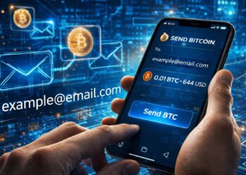 Una persona enviando BTC desde una wallet de software.