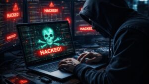 Un hacker vulnerando aplicaciones de internet.