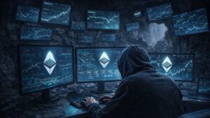 Un hacker operando en una cueva para atacar usuarios de la red Etheruem.