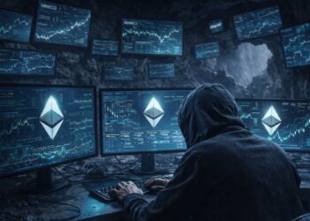 Un hacker operando en una cueva para atacar usuarios de la red Etheruem.