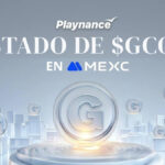 Banner promocional: Playnance anuncia el listado de $GCOIN en MEXC, con monedas con la letra G alrededor de la composición