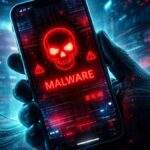 Un telรฉfono movil comprometido por un malware.