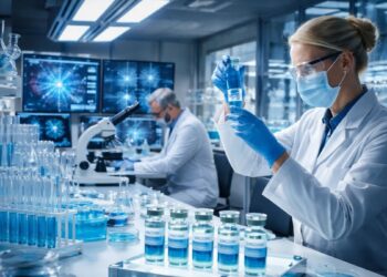 Cientificos trabajando en un laboratorio.