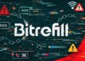Logo de Bitrefill editado con simbología de fallos y desconexiones.