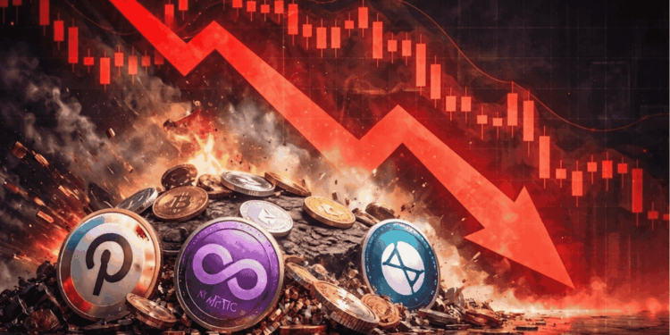 Imagen que retrata la caída de las criptomonedas hacia sus mínimos históricos.