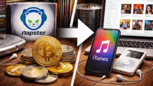 Bitcoin y criptomonedas en un escenario de transiciรณn de Napster a iTunes.