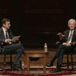 Jerome Powell durante su conferencia en la Universidad de Harvard.