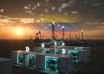 Composición de un complejo de extracción de petróleo y gas en el que se observan mineros de bitcoin.