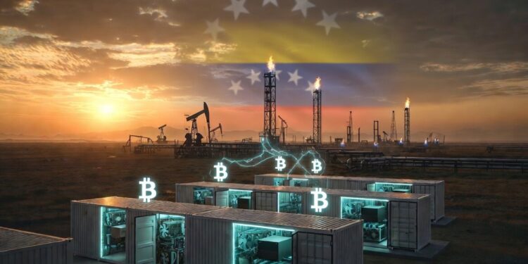 Composición de un complejo de extracción de petróleo y gas en el que se observan mineros de bitcoin.