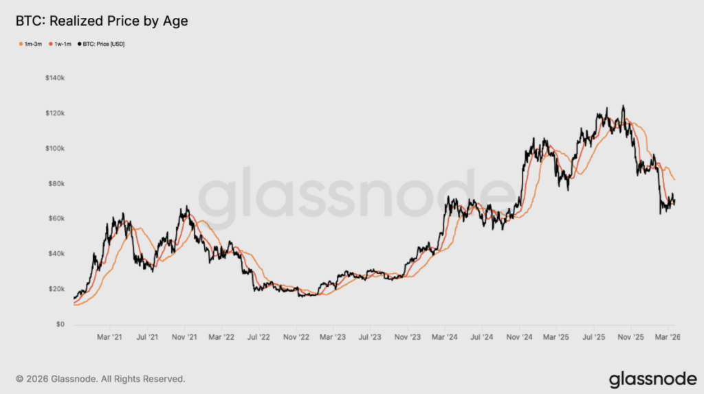 Gráfico que muestra el precio de bitcoin y los niveles de compra mayoritarios por parte de diversas cohortes de inversores.