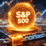 Una representación gráfica de un token del s&p500 en una cadena de bloques.