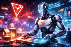 Imagen de un robot de TRON automatizando pagos en la red.