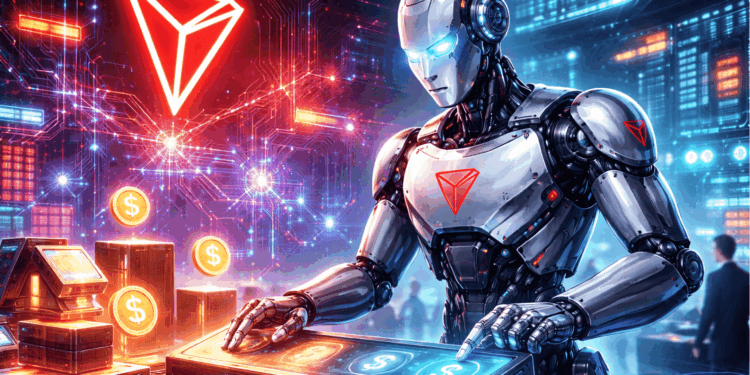 Imagen de un robot de TRON automatizando pagos en la red.