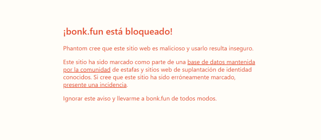 Interfaz de una web sin acceso.