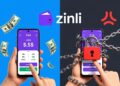 Composición en la que se observan dos wallets zinli, una bloqueada y otra sin bloqueo