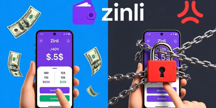 Composición en la que se observan dos wallets zinli, una bloqueada y otra sin bloqueo