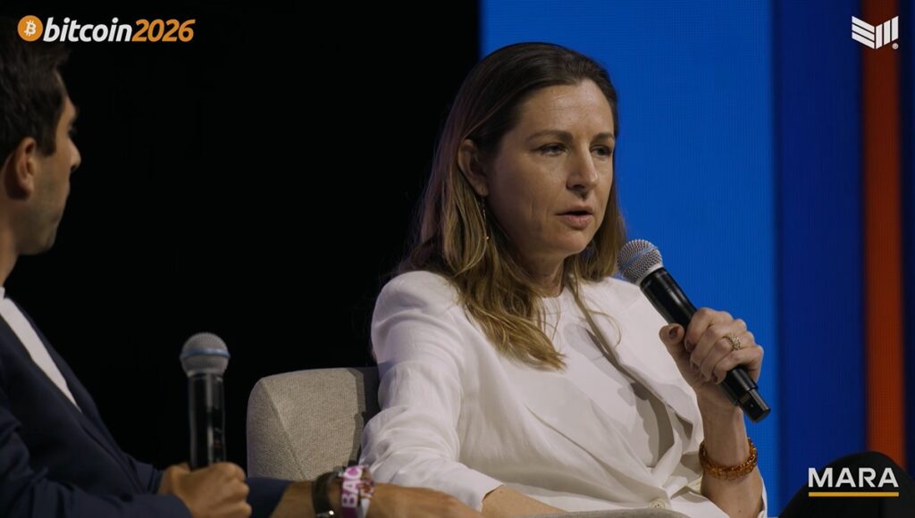 Amy Oldenburg, directora de activos digitales de Morgan Stanley durante su participación en la conferencia Bitcoin 2026.