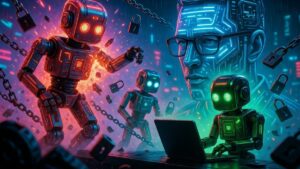 Robots de IA operando de forma descentralizada.