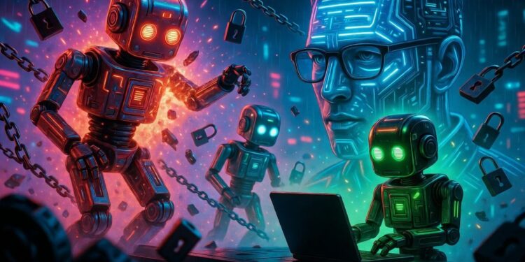 Robots de IA operando de forma descentralizada.