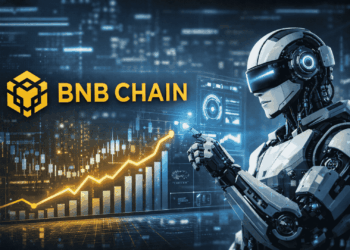 representación gráfica de la cadena BNB con un agente de IA (robot).