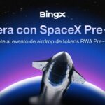 Banner promocional para SpaceX y activos Pre-IPO con BingX. Con un cohete de fondo.