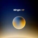Logo de BinX VIP sobre fondo difuminado azul y amarillo