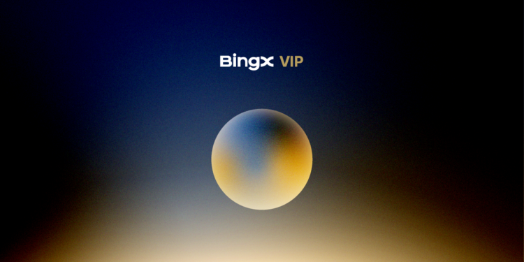 Logo de BinX VIP sobre fondo difuminado azul y amarillo